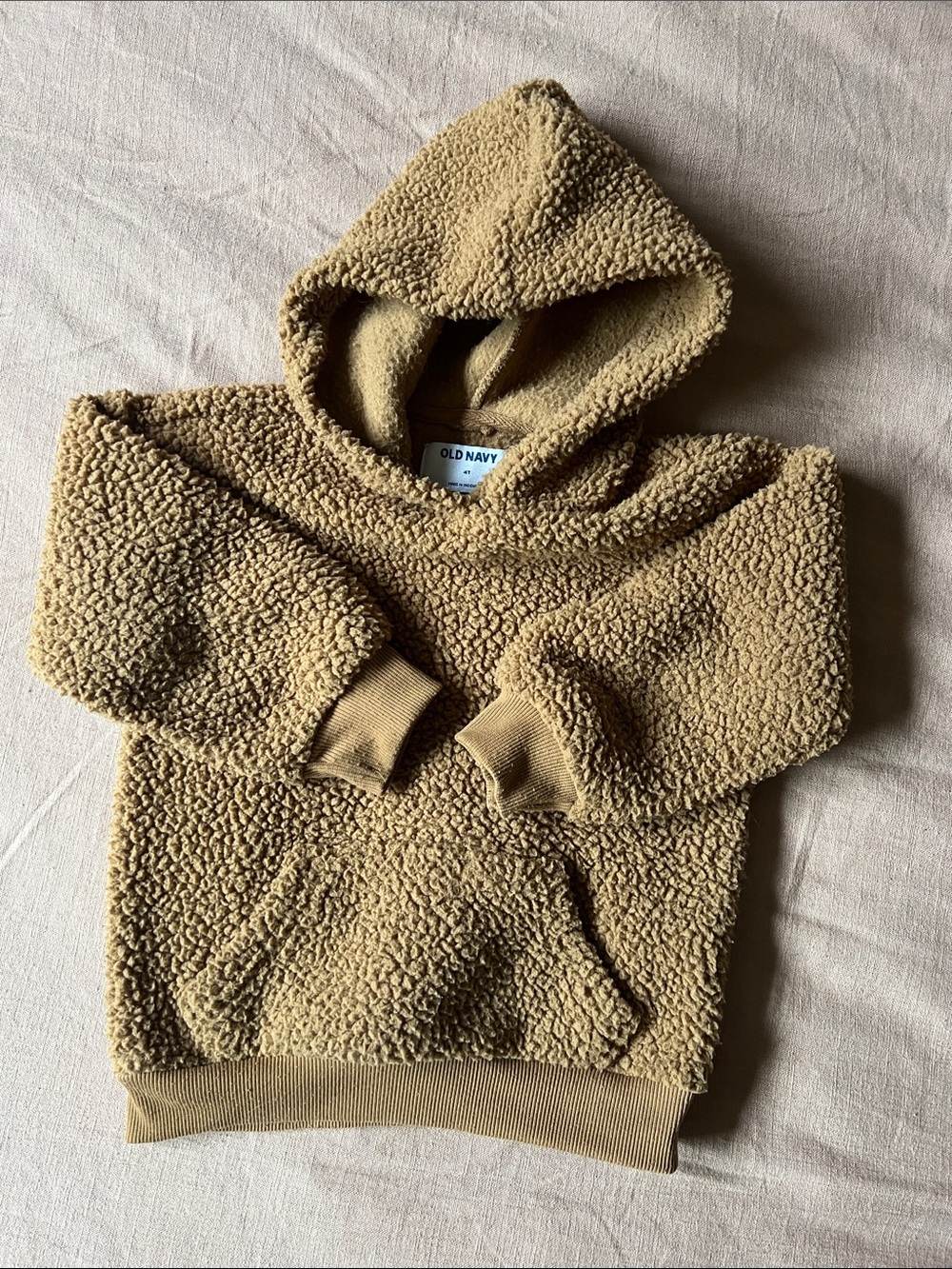 Old Navy Toddler Tan Sherpa Pullover Hoodie Size 4T